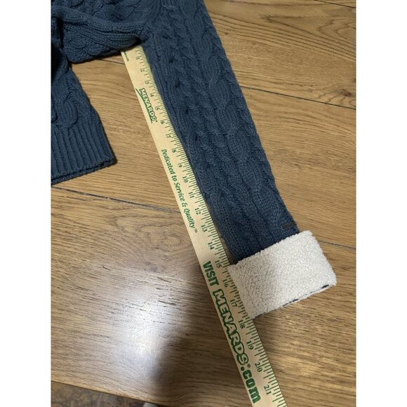 Cabelas Women's Knit Button Cardigan Sweater Jacket Teal Blue Size S Sherpa Hood - Picture 8 of 14